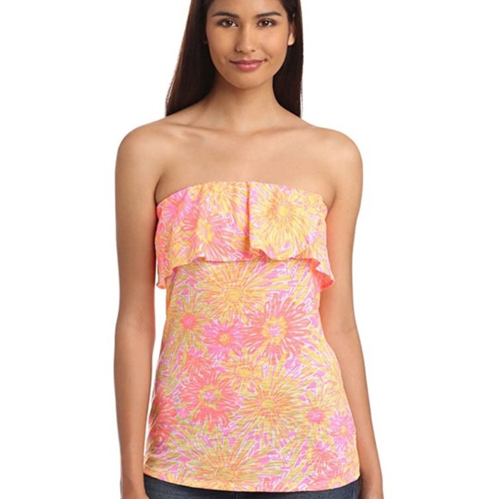 Lilly Pulitzer Ruffle Wakely Tube Top in Print Sunkissed